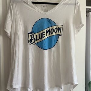 Apt. 9 White and Blue Graphic Short Sleeve T-Shirt